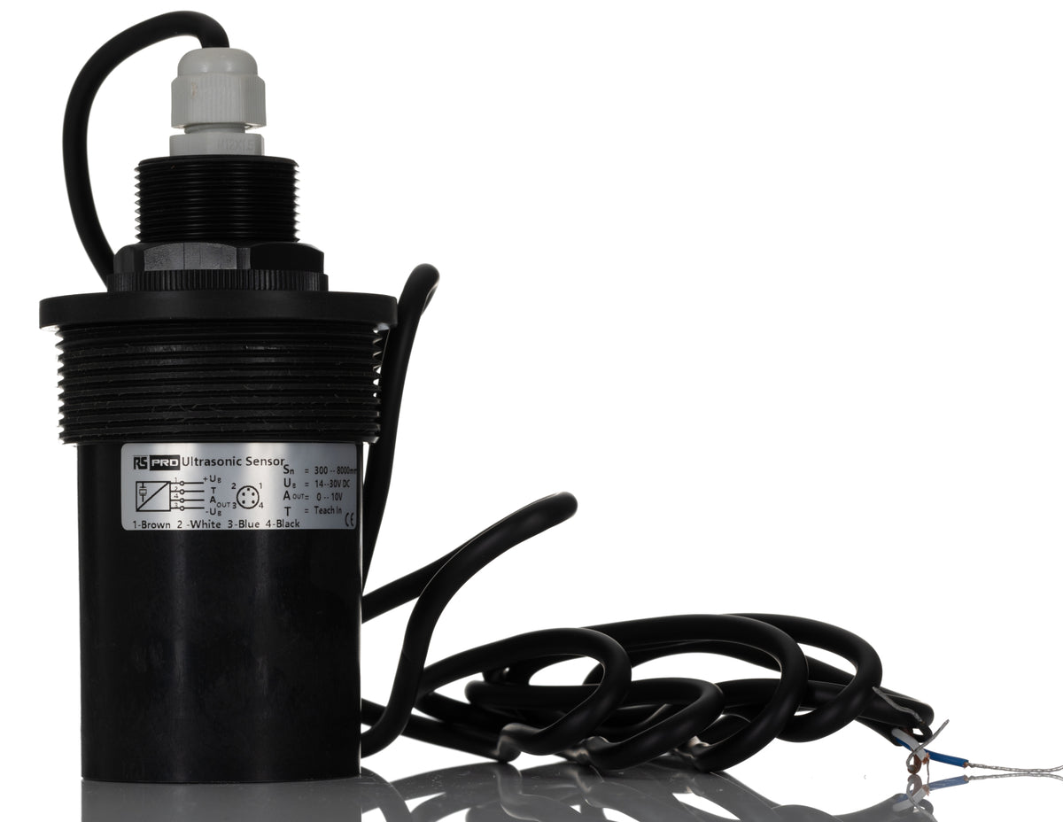 TieDex UK Ultrasonic Level Sensor, Threaded, Housing Polyvinylidene Fluoride