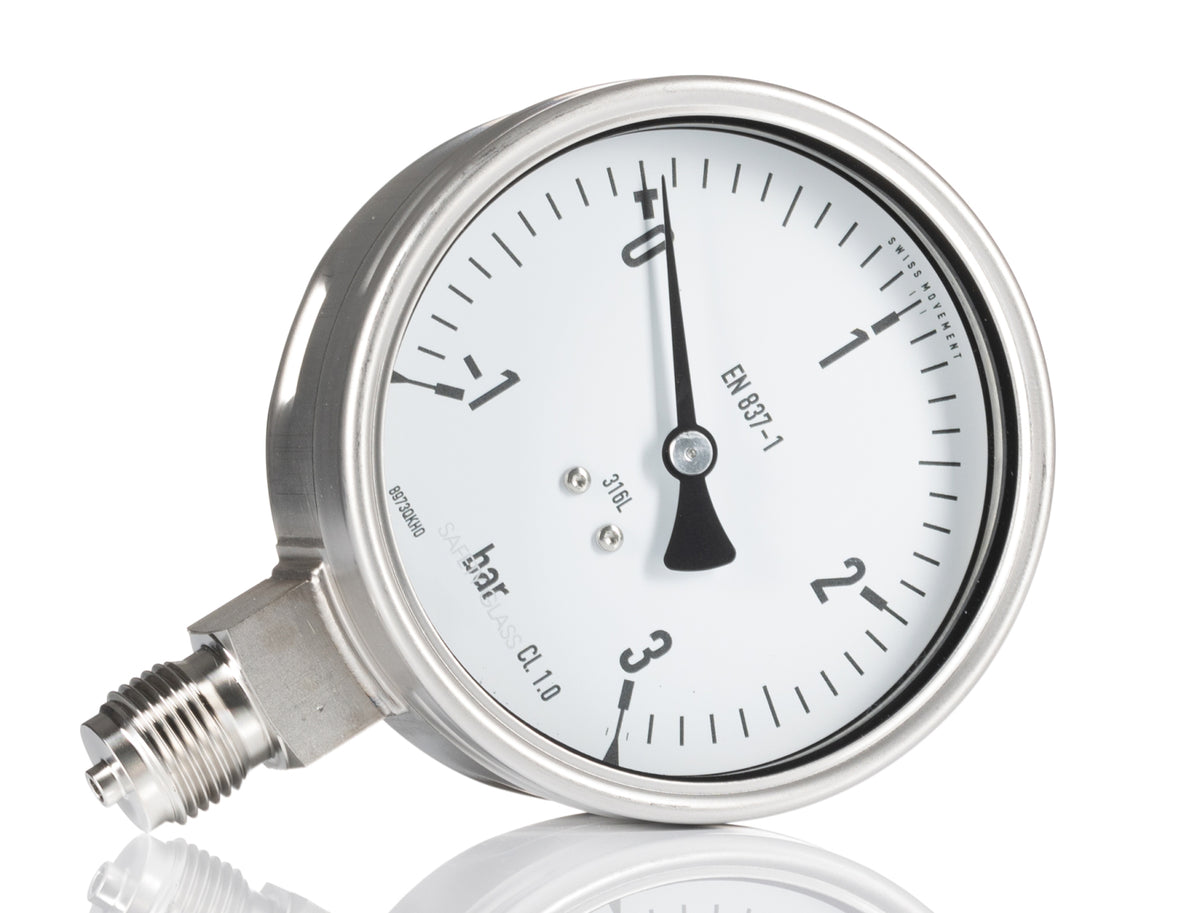 TieDex UK, 100 mm G 1/2 Pressure Gauge, 3 bar, UKAS