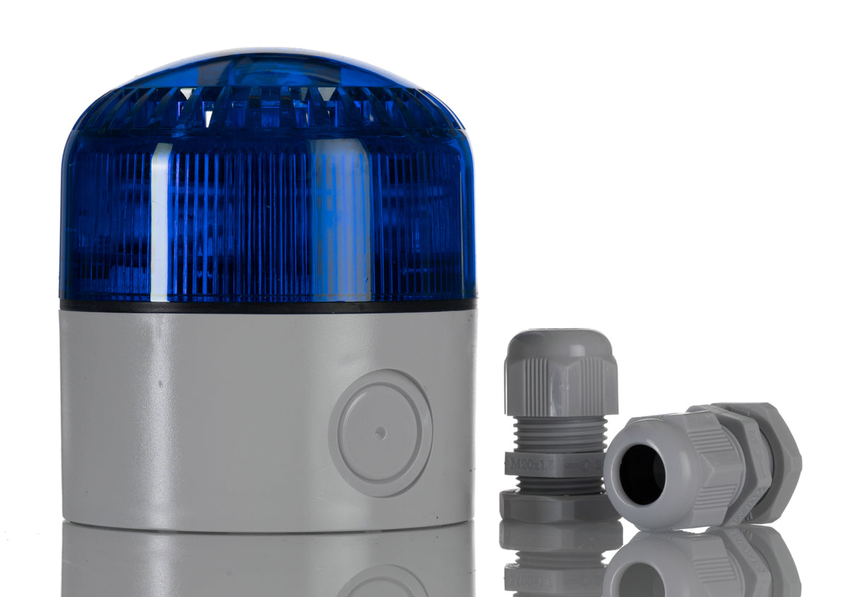 TieDex UK Blue LED Beacon, IP65 24V ac/dc Base 100 dB @ 1m Alarm