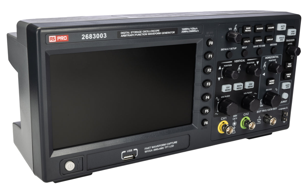 TieDex UK, 150 MHz Bench Digital Oscilloscope, 2 Channels, RSCAL