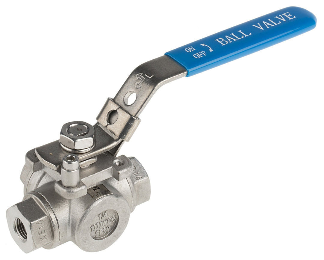 TieDex UK Stainless Steel Threaded Threaded 3-Way, BSPP 68 bar, Ball Valve