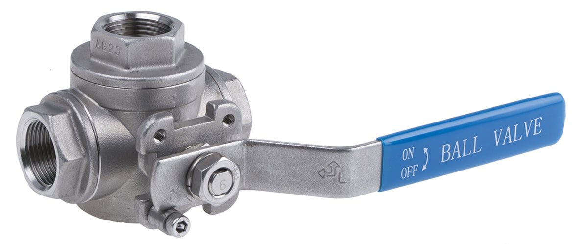 TieDex UK Stainless Steel Threaded Threaded 3-Way, L Port, BSPP 68 bar, Ball Valve