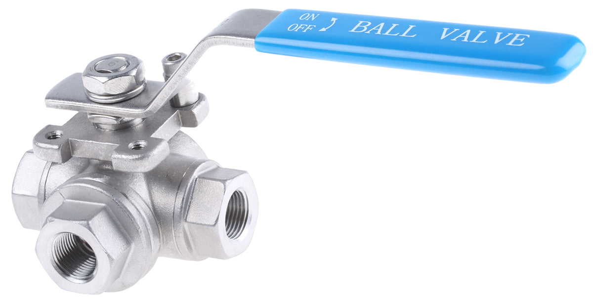 TieDex UK Stainless Steel Threaded Threaded 3-Way, T Port, BSPP 68 bar, Ball Valve