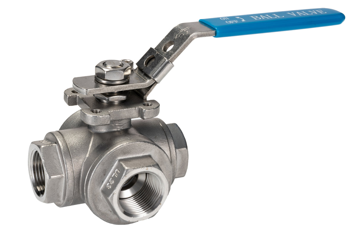 TieDex UK Stainless Steel Threaded Threaded 3-Way, T Port, BSPP 68 bar, Ball Valve