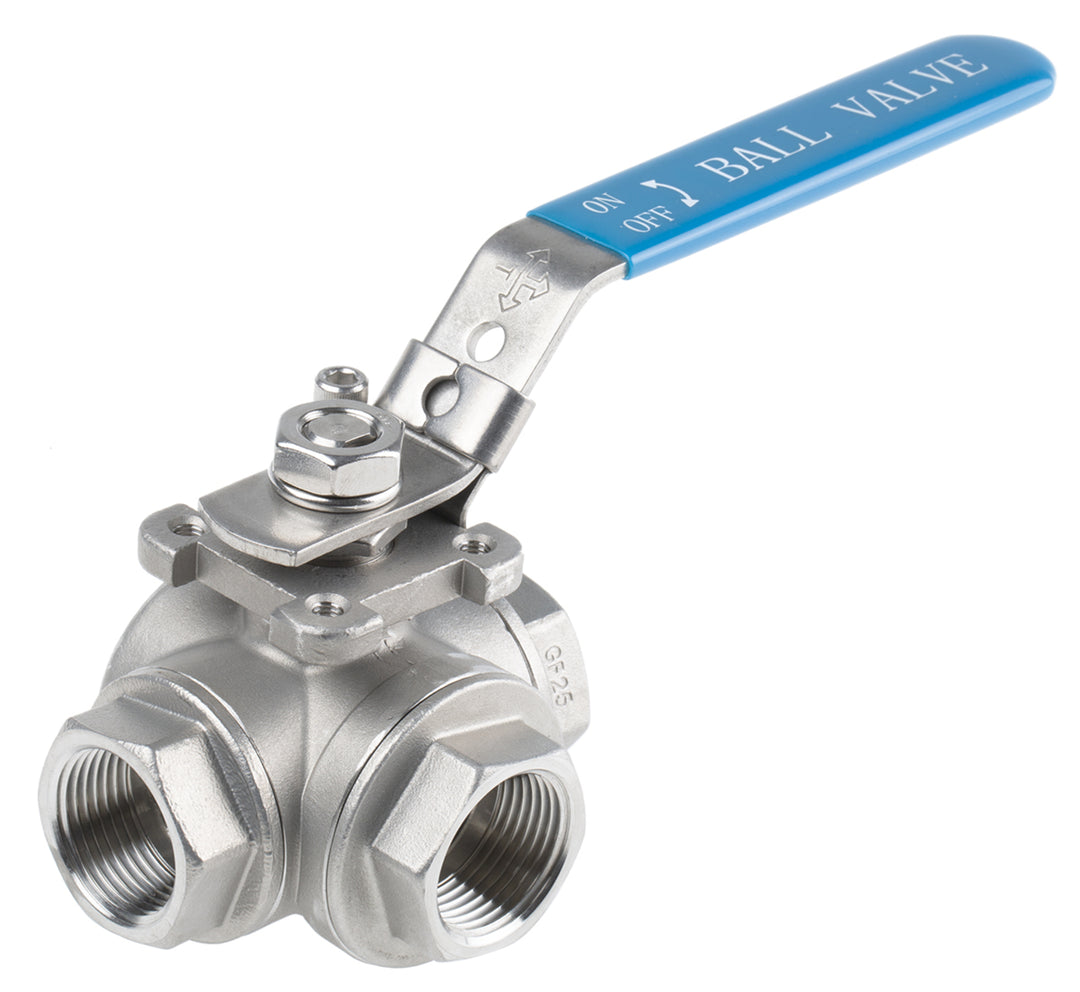 TieDex UK Stainless Steel Threaded Threaded 3-Way, T Port, BSPP 68 bar, Ball Valve