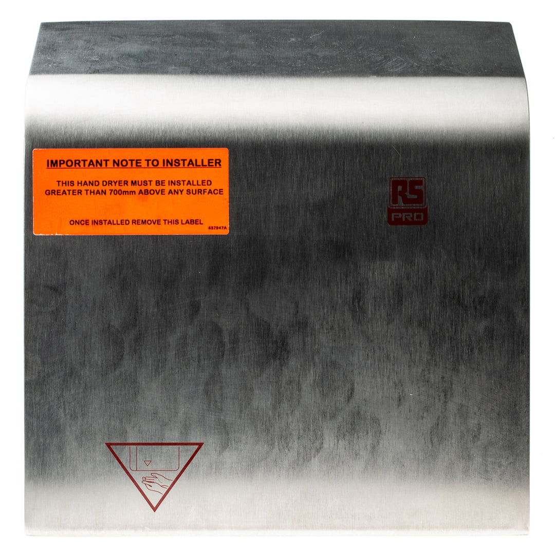 TieDex UK Automatic Stainless Steel Hand Dryer 2 kW, 148 mm x 280 mm x 270mm