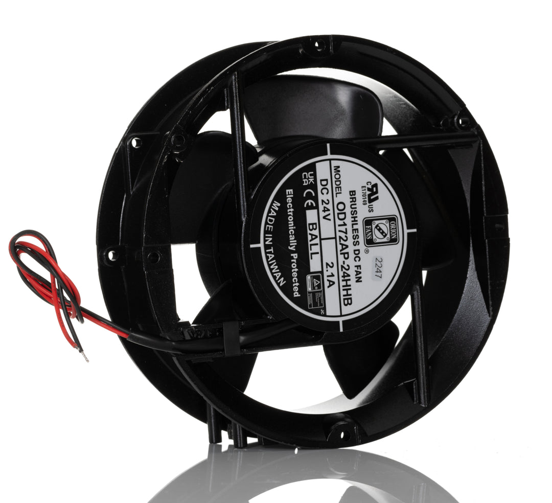 TieDex UK Axial Fan, 24V dc, 510 m³/h, 50.4 W, 2.1 A Max 172 mm 172mm 51 mm