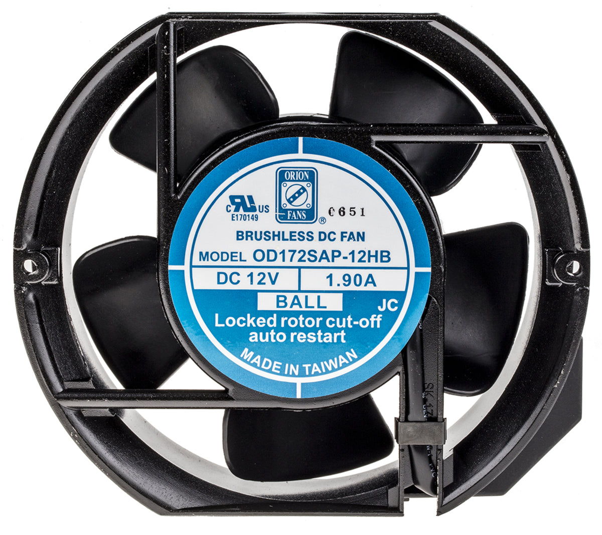 TieDex UK Axial Fan, 12V dc, 390.8 m³/h, 5 W, 1.9 A Max 172 mm 150mm 51 mm