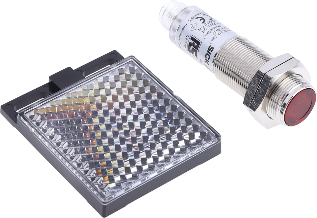 TieDex UK Retroreflective Photoelectric Sensor, Barrel Sensor, 50 mm → 7 m, NPN, IP67