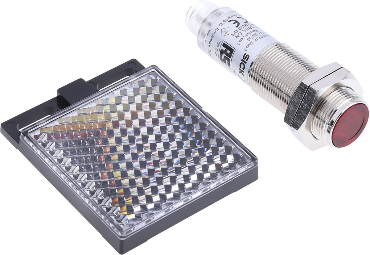 TieDex UK Retroreflective Photoelectric Sensor, Barrel Sensor, 50 mm → 7 m, NPN, IP67
