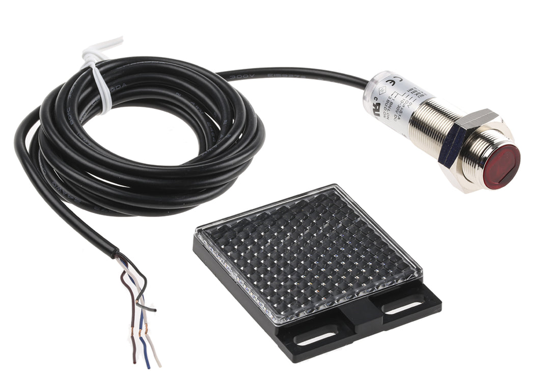 TieDex UK Retroreflective Photoelectric Sensor, Barrel Sensor, 50 mm → 7 m, NPN, IP67