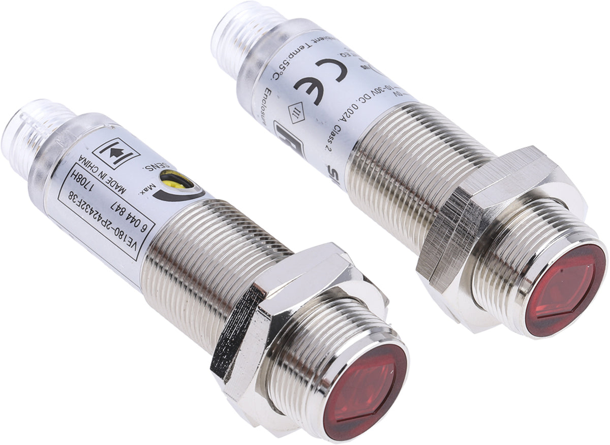 TieDex UK Through Beam Receiver Photoelectric Sensor, Barrel Sensor, 28 m, PNP, IP67