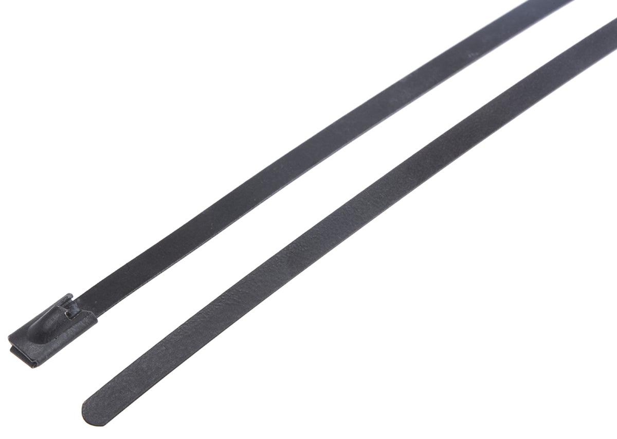 TieDex UK Cable Tie, Roller Ball, 840 mm x 4.6mm, Black Polyester Coated Stainless Steel