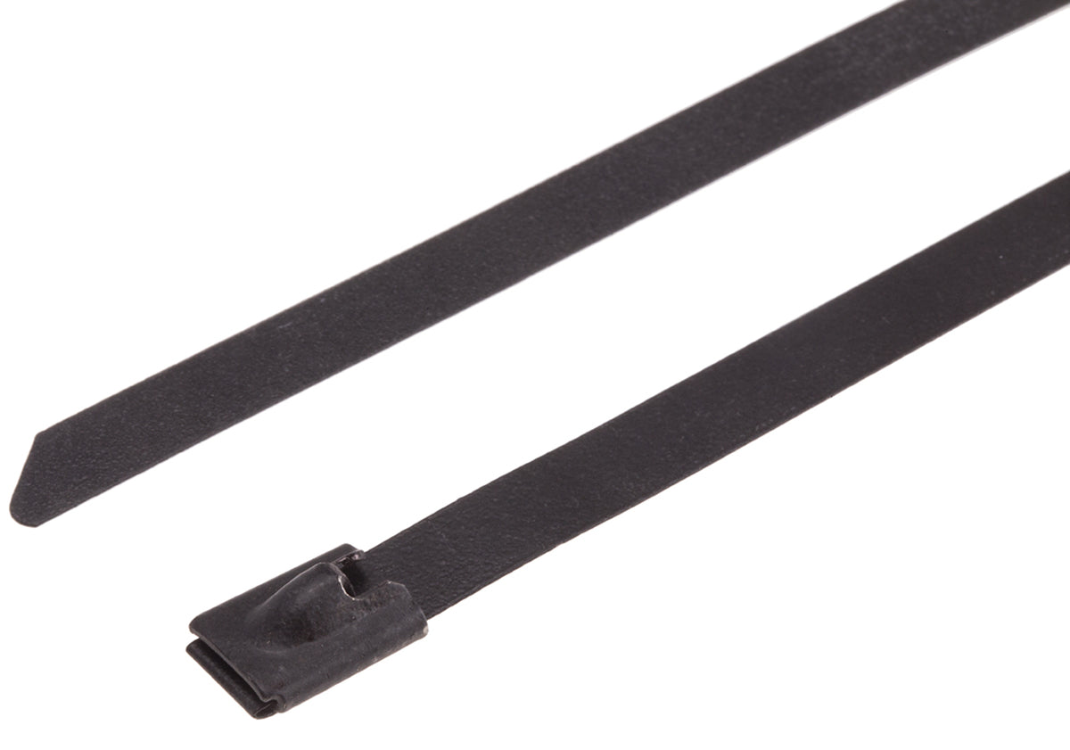 TieDex UK Cable Tie, Roller Ball, 1 m x 7.9mm, Black Polyester Coated Stainless Steel