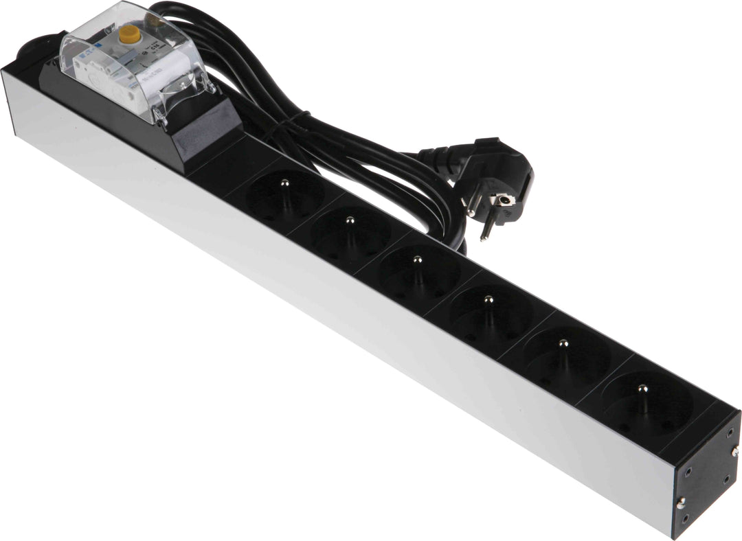 TieDex UK, 16A 6 Gang Power Distribution Unit Power strip, 2.5m Cable Type E RCD Protected Surge Protection