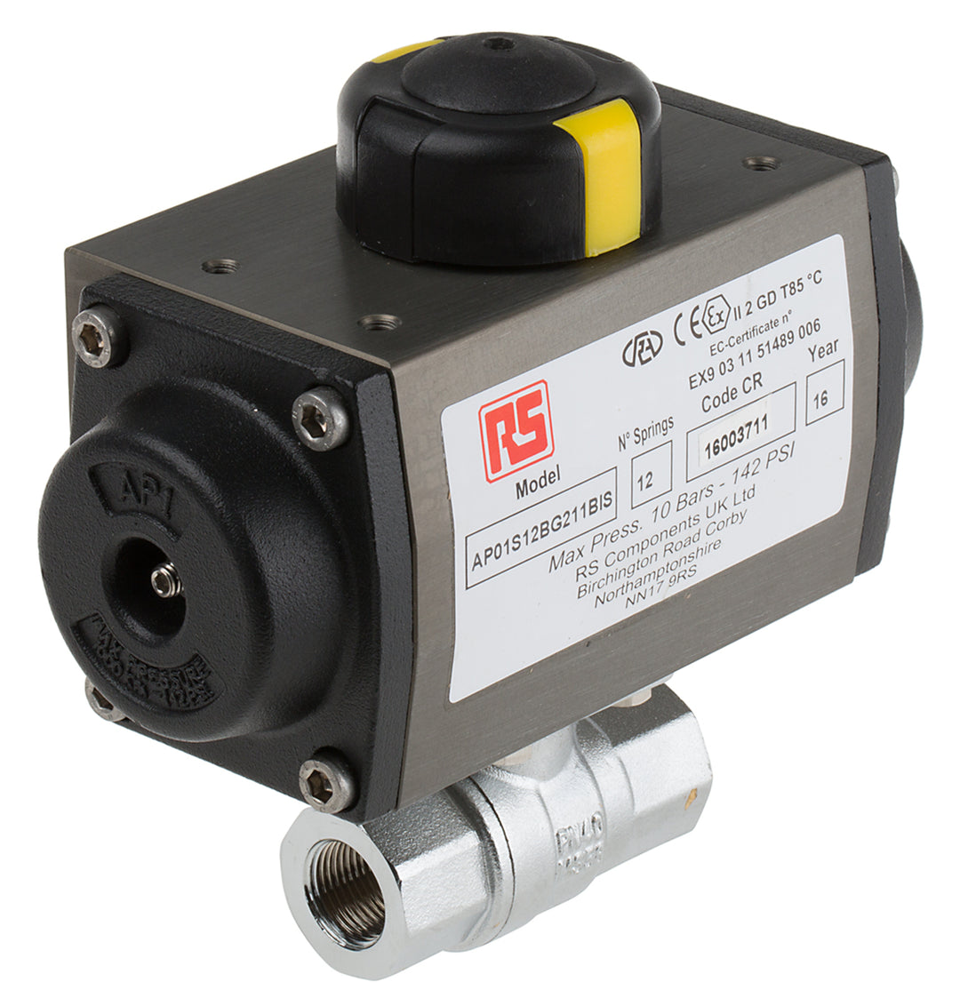 TieDex UK Ball type Pneumatic Actuated Valve, 40 bar, Female 3/8 in