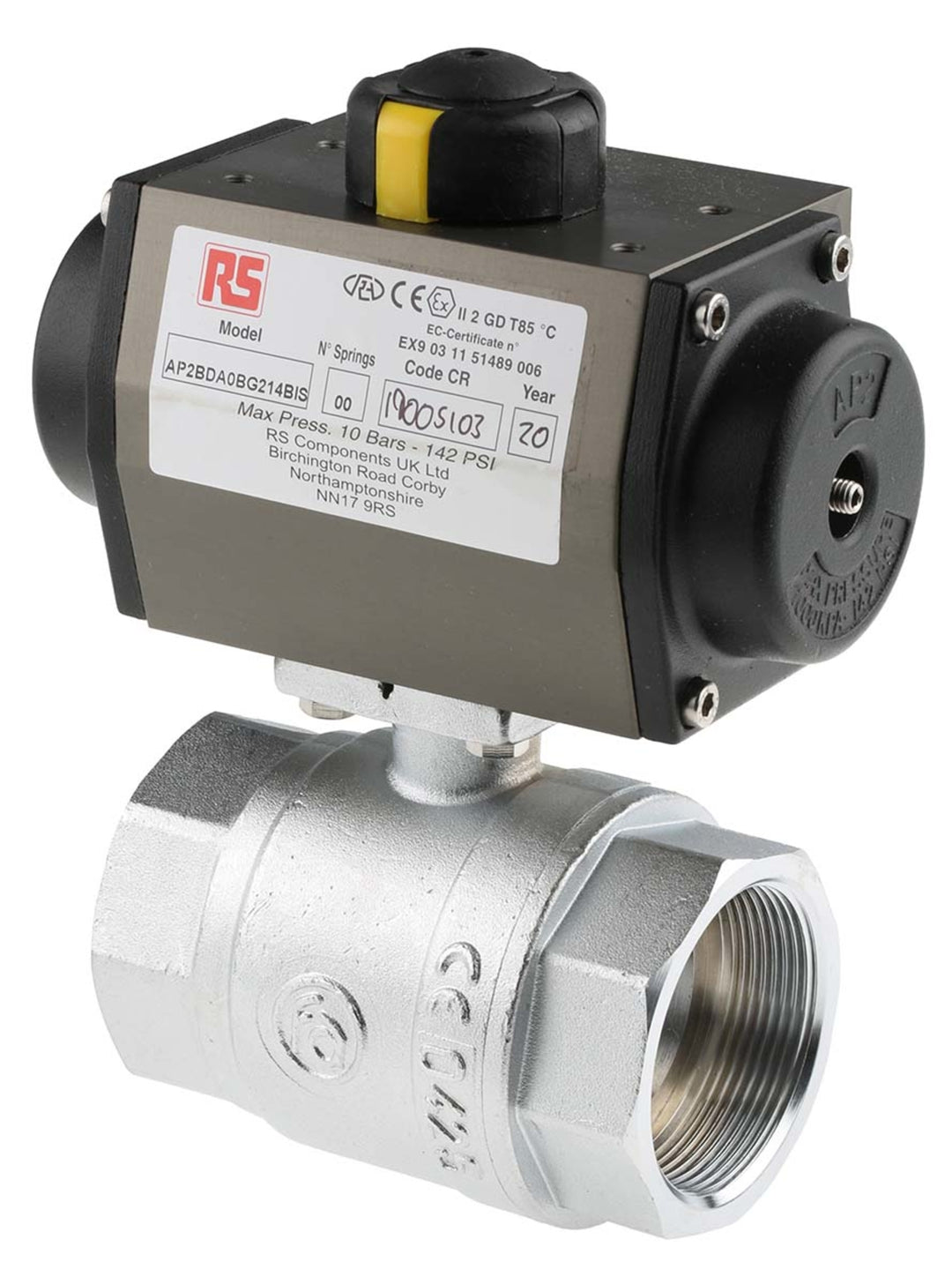TieDex UK Ball type Pneumatic Actuated Valve, 40 bar, BSP, Female 2 in