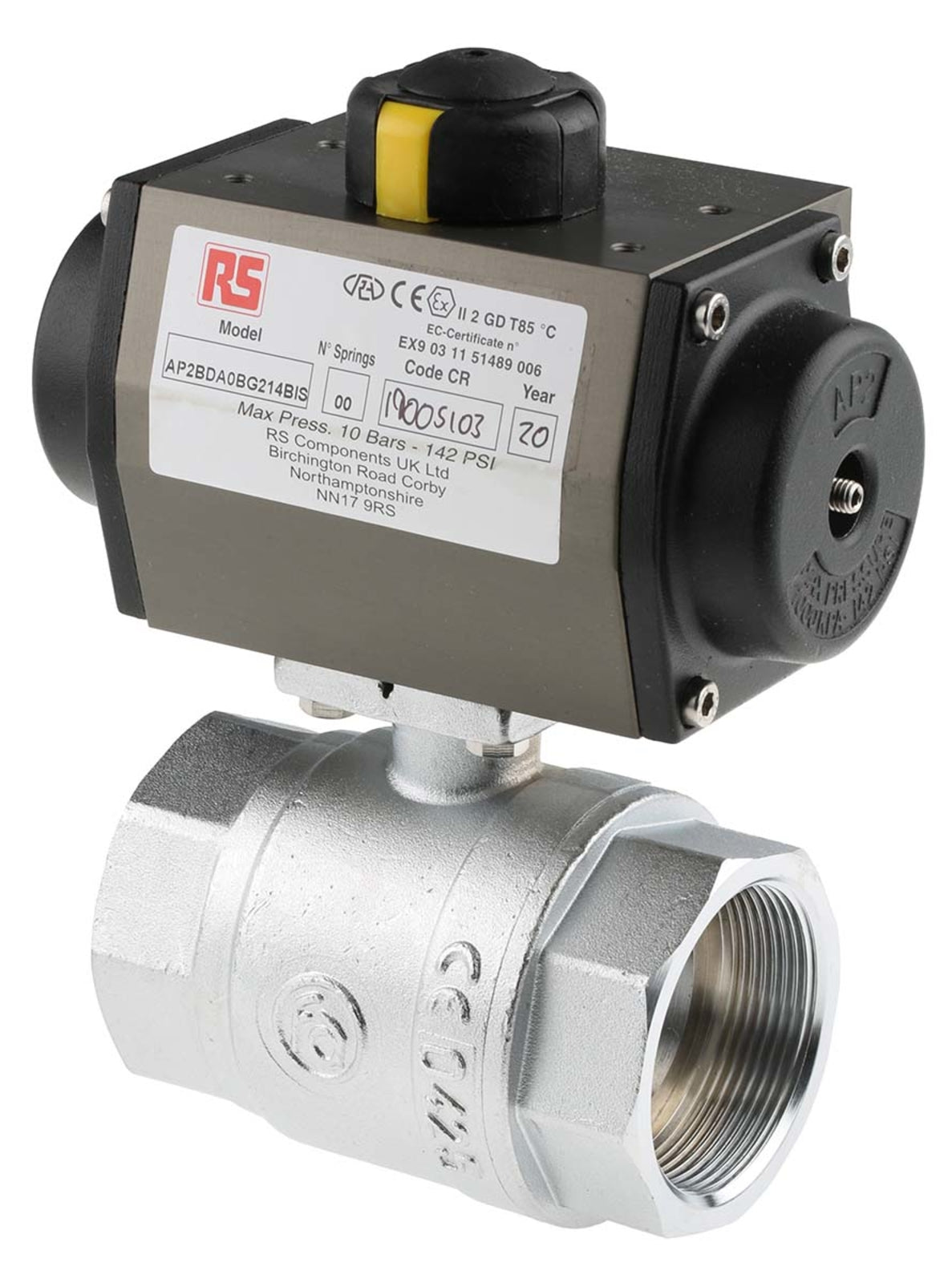 TieDex UK Ball type Pneumatic Actuated Valve, 40 bar, BSP, Female 2 in