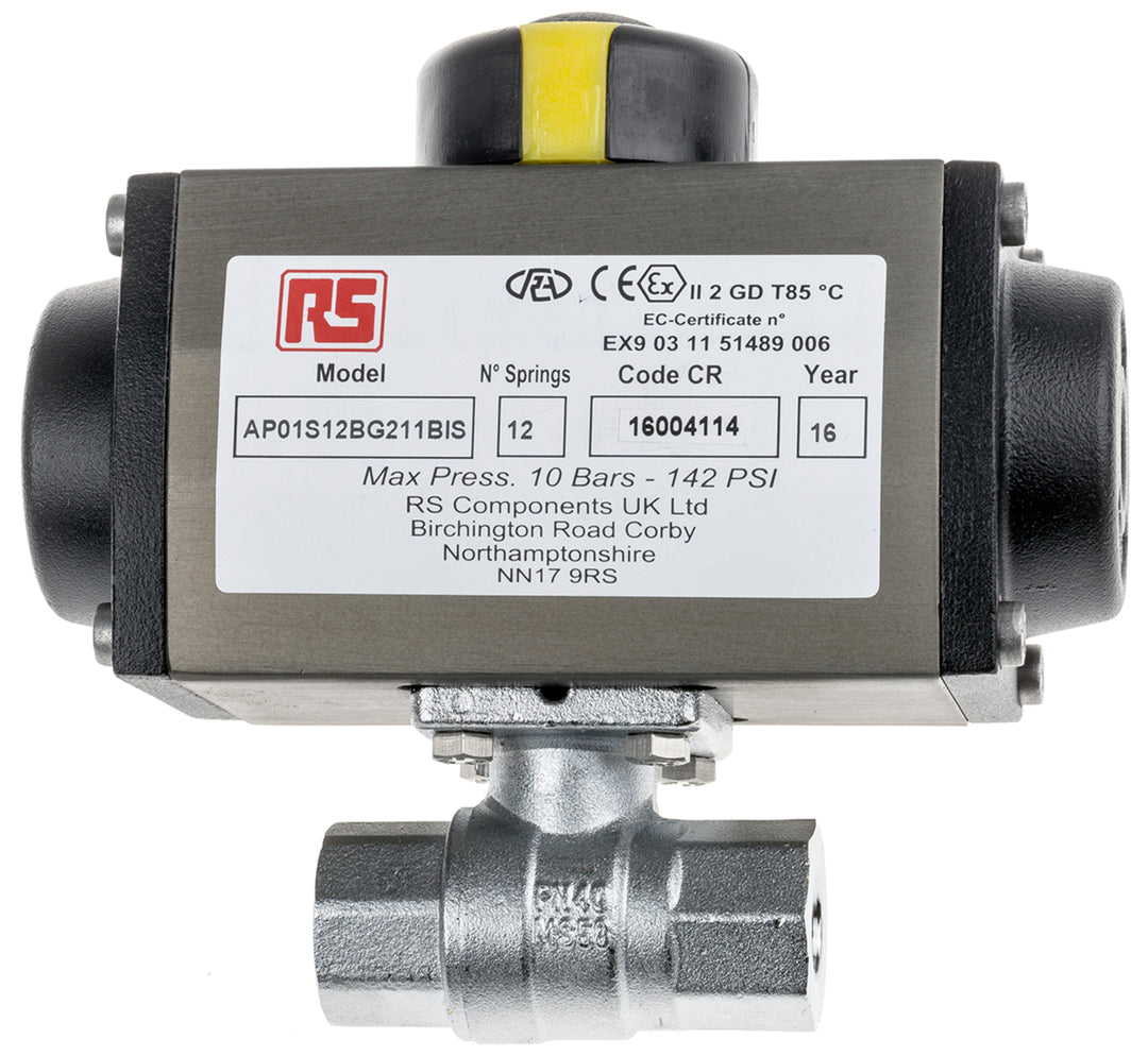 TieDex UK Ball type Pneumatic Actuated Valve, 40 bar, BSP, Female 1/4 in