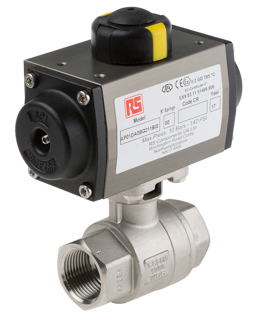TieDex UK Ball type Pneumatic Actuated Valve, 1000 psi, BSP, Female 1 in