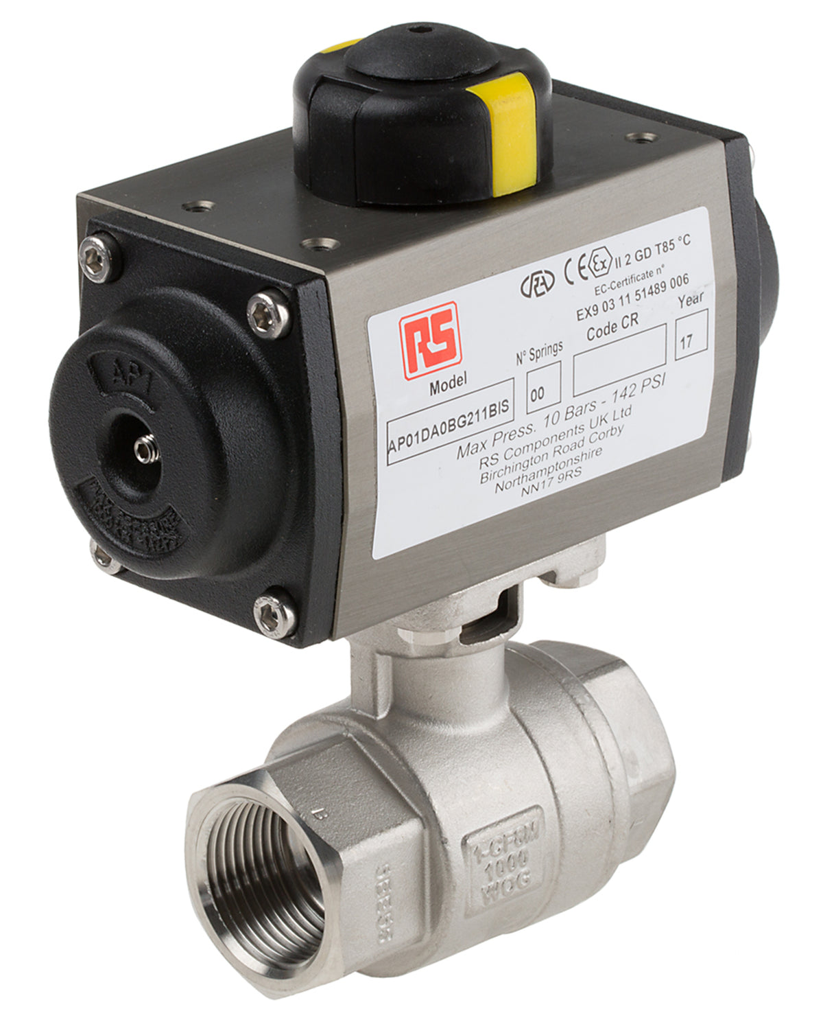 TieDex UK Ball type Pneumatic Actuated Valve, 1000 psi, BSP, Female 1 in