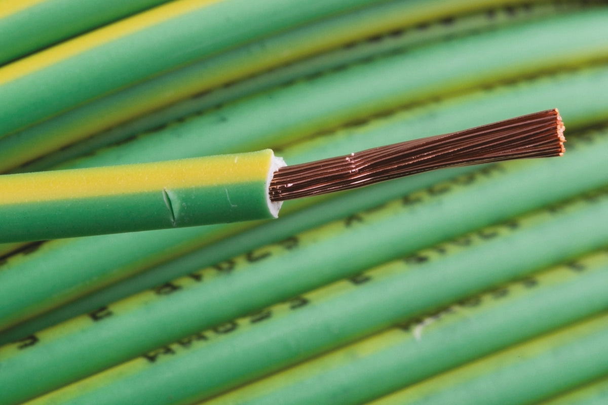 TieDex UK Yellow, Green 2.5 mm² Hook Up Wire, 13 AWG, 50 x 0.25 mm, 250 μm core strands, 100 m, Cross-Linked Low Smoke