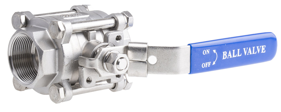 TieDex UK Stainless Steel Threaded Threaded Full Port, NPT 69 bar, Ball Valve