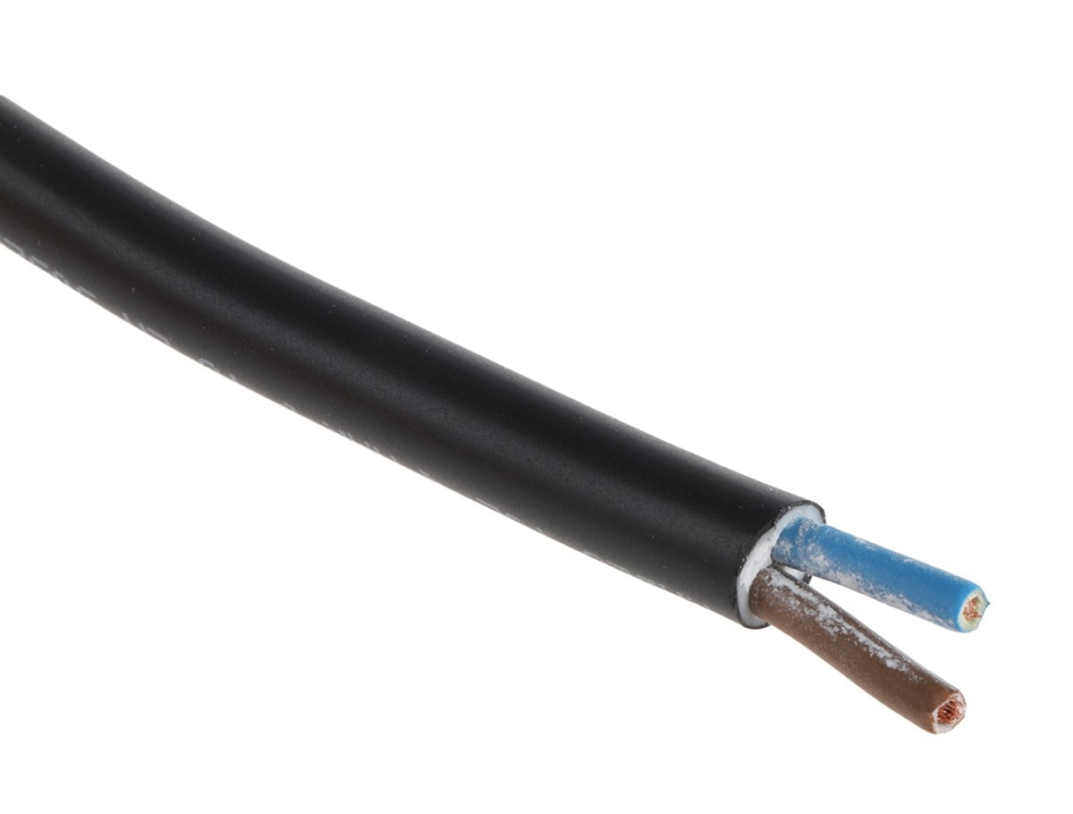 TieDex UK 2 Core Power Cable, Black 1.5mm² 70 °C, 100 m Polyvinyl Chloride
