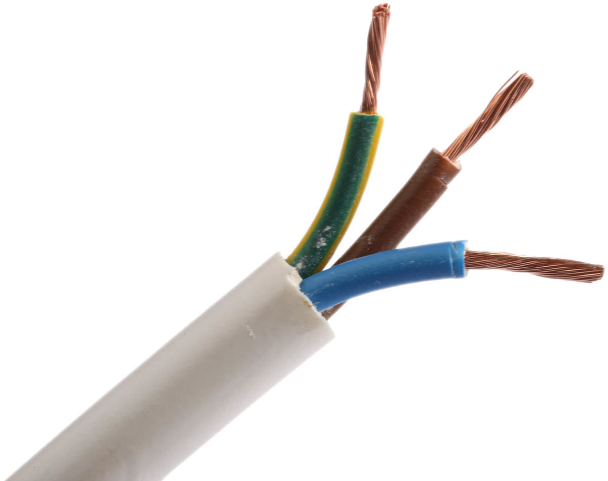 TieDex UK 3 Core Power Cable, White 1mm² 70 °C, 100 m Polyvinyl Chloride