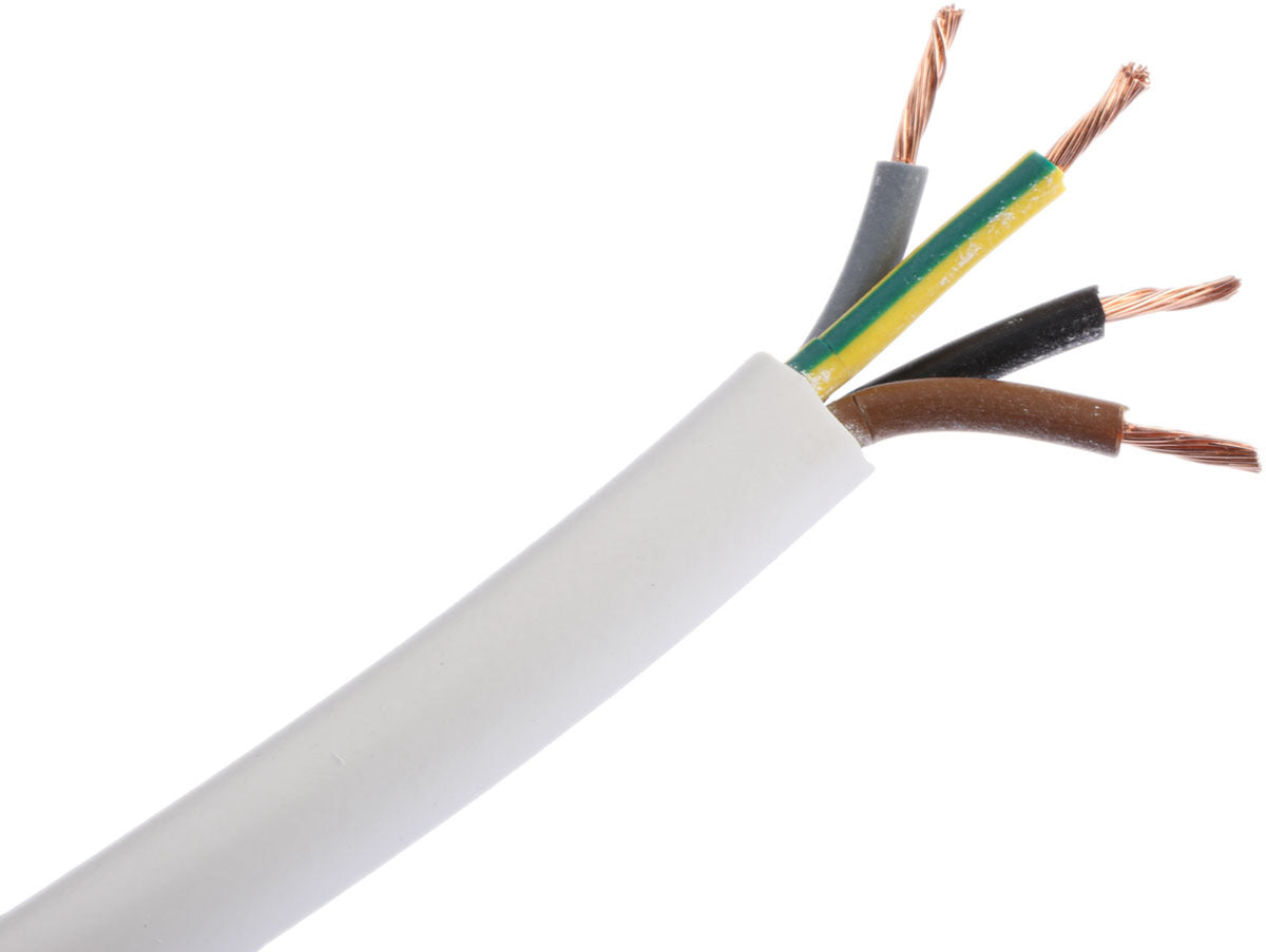 TieDex UK 4 Core Power Cable, White 0.75mm² 70 °C, 100 m Polyvinyl Chloride