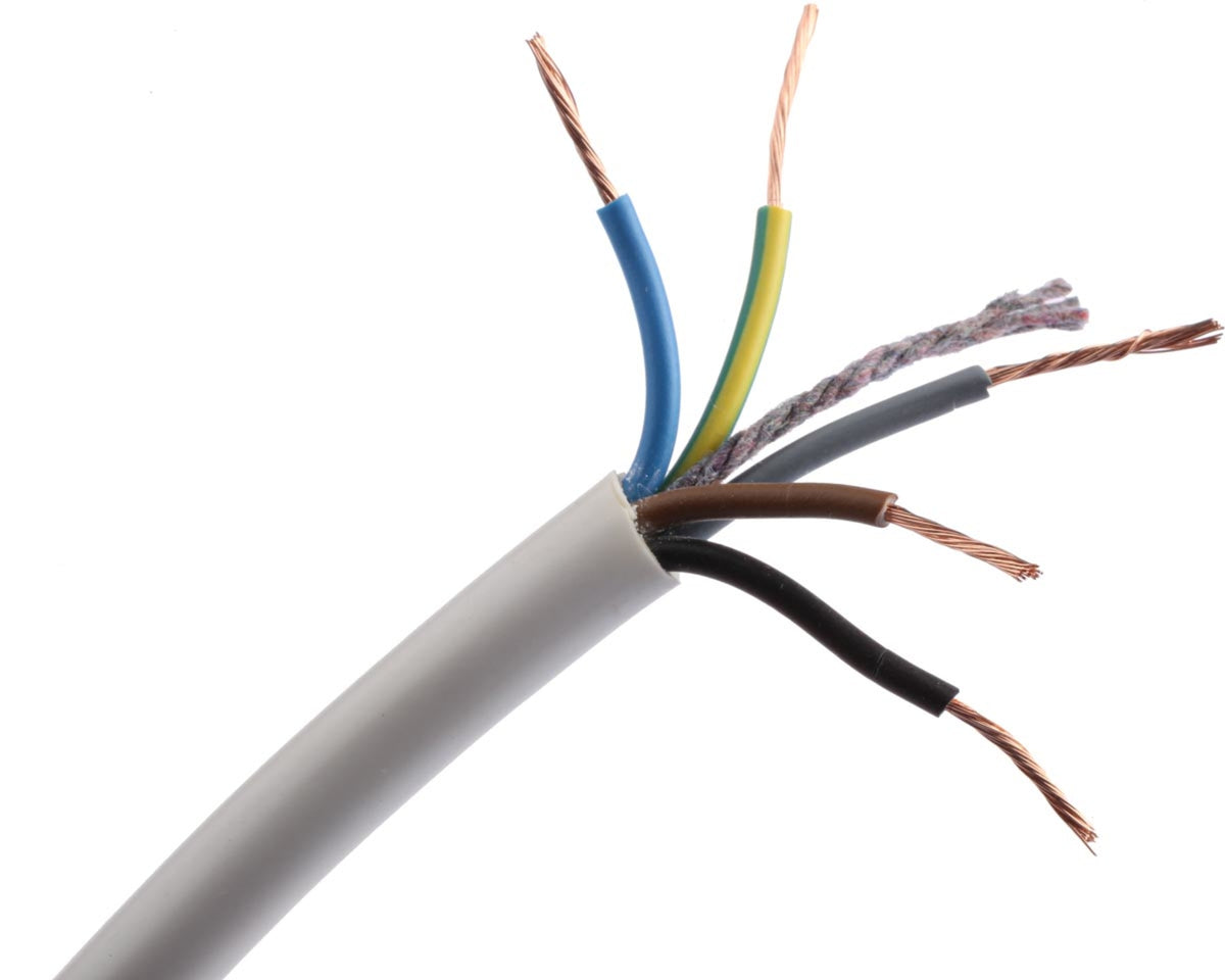 TieDex UK 5 Core Power Cable, White 0.75mm² 70 °C, 100 m Polyvinyl Chloride