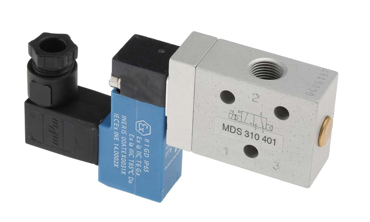 TieDex UK Pneumatic Solenoid Valve - 3/2 NC Solenoid/Spring G 1/8 24V dc