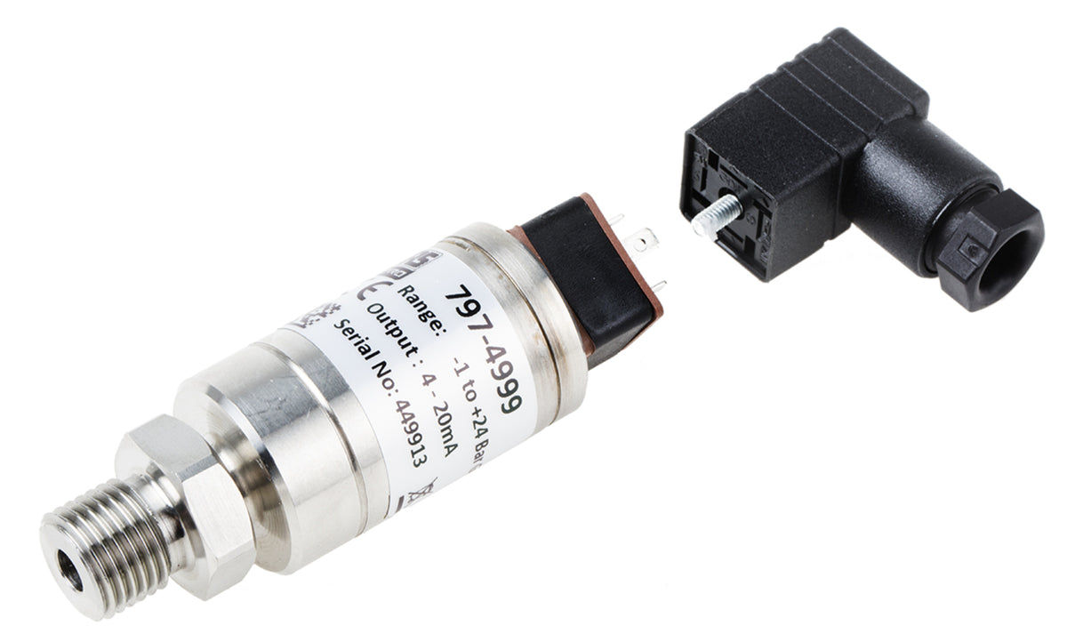 TieDex UK Pressure Sensor, Current Output -1 bar 24 bar, Gauge Reading