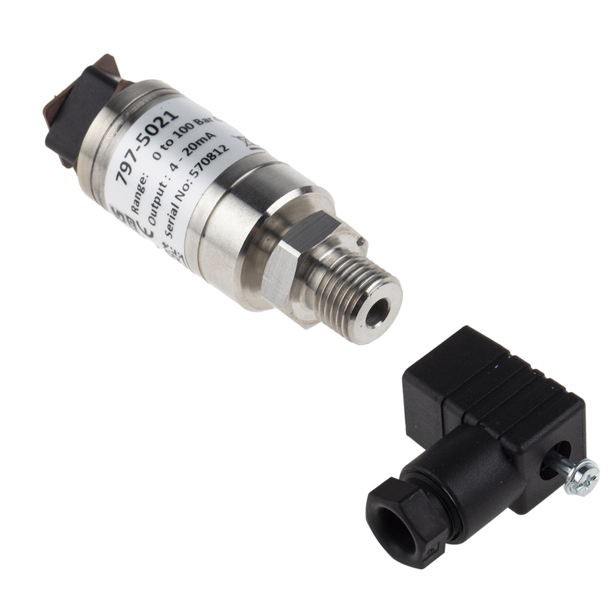 TieDex UK Pressure Sensor, 4 to 20 mA Output 0 bar 100 bar, Gauge Reading