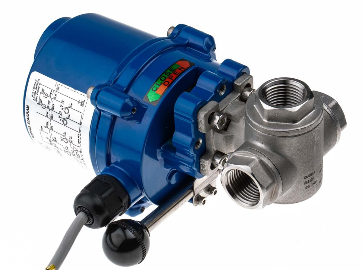 TieDex UK 3 Port Motorised Valve, 1/2 in Pipe Size, 1000 psi