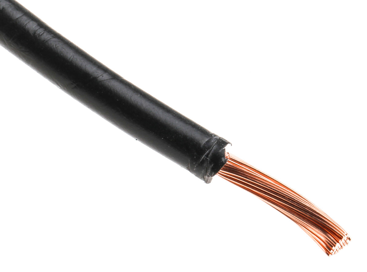 TieDex UK Black 4 mm² Hook Up Wire, 12 AWG, 52/0.3 mm, 0.3 mm core strands, 100 m, Polyvinyl Chloride