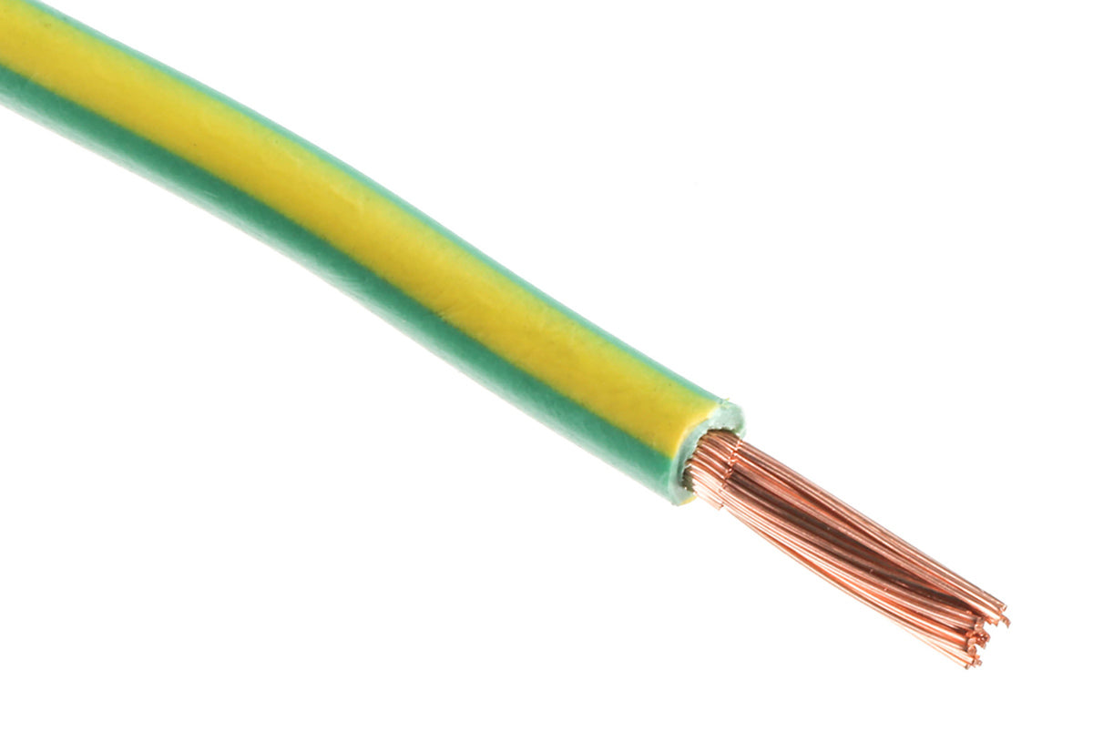 TieDex UK Green, Yellow 4 mm² Hook Up Wire, 12 AWG, 52/0.3 mm, 0.3 mm core strands, 100 m, Polyvinyl Chloride