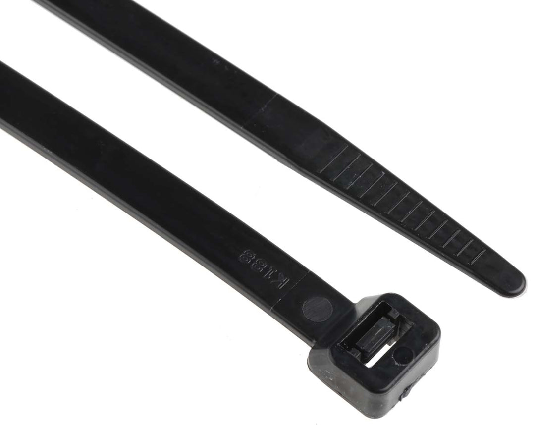 TieDex UK Cable Tie, Non-Releasable, 380 mm x 7.6mm, Black Polyamide 66