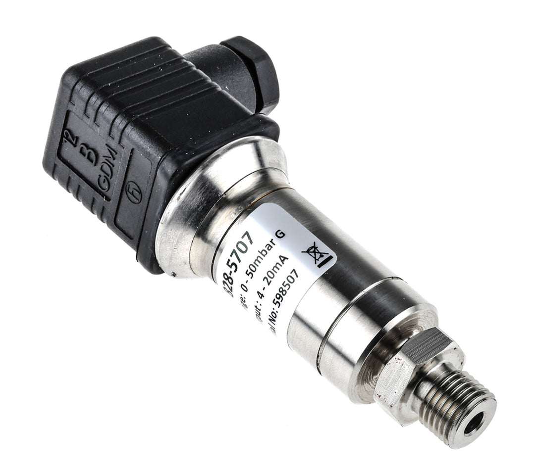 TieDex UK Pressure Sensor, 3-Wire, 4 to 20 mA Output 0 bar 1000 mbar, Gauge Reading