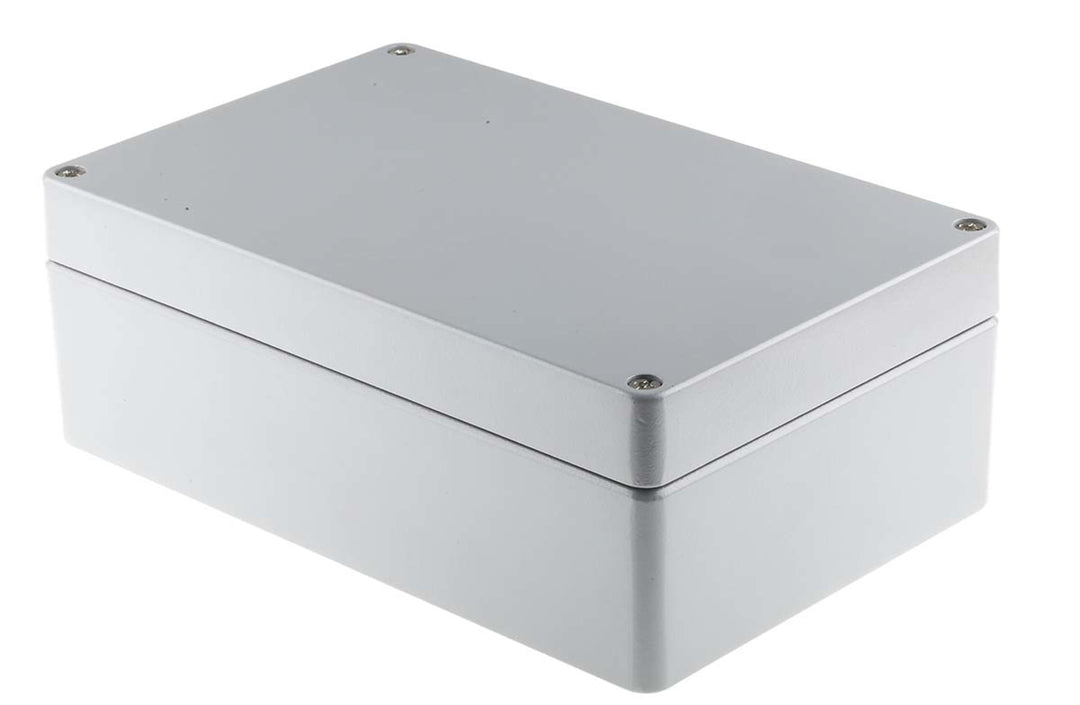TieDex UK Grey Grey Lid Die Cast Aluminium Enclosure, IP66, 100 mm x 280 mm x 180 mm