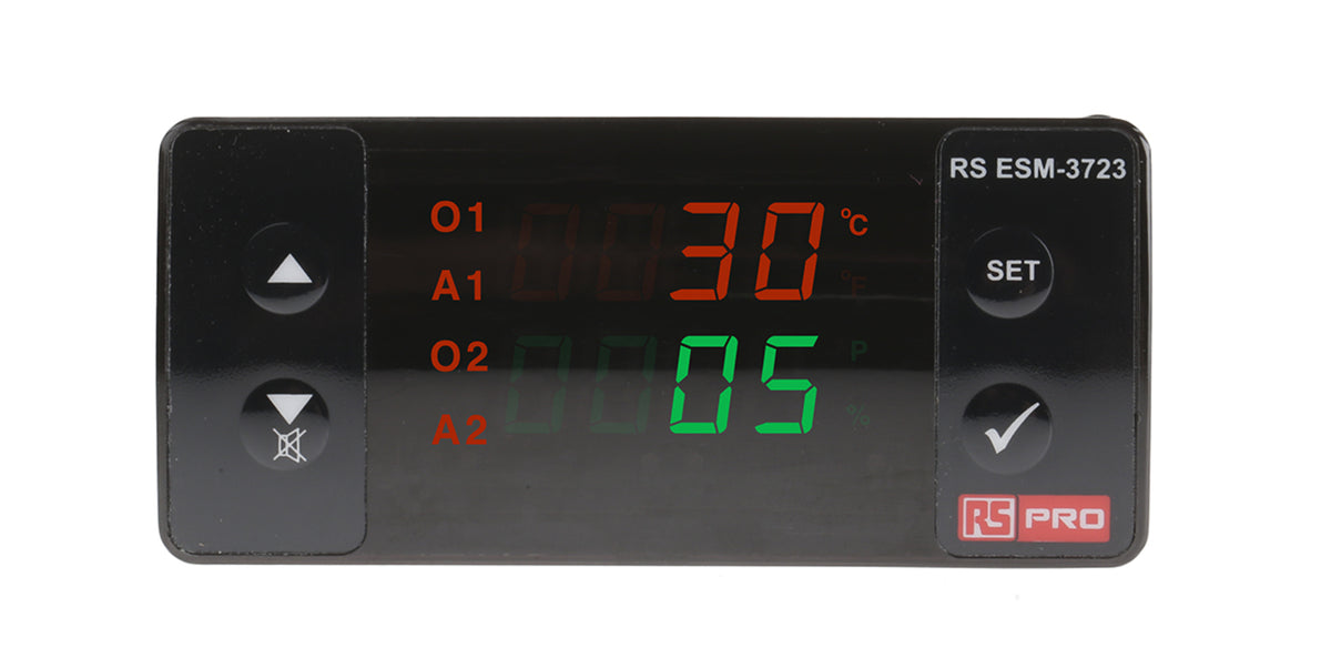 TieDex UK Panel Mount PID Temperature Controller 4 Input, 4 Output Relay 230V ac On-Off