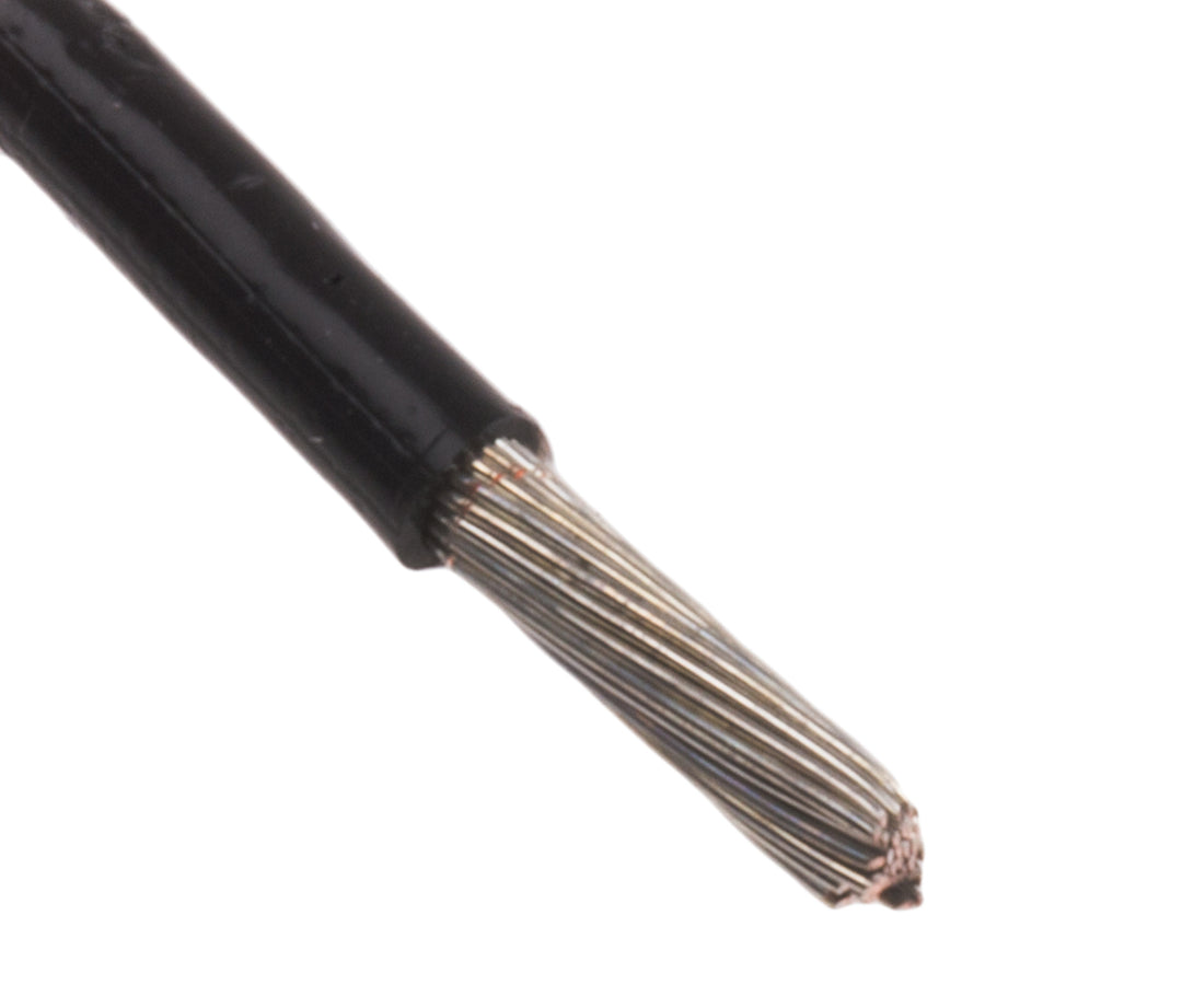 TieDex UK Black 0.25 mm² Hook Up Wire, 14 AWG, 37/0.25 mm, 0.25 mm core strands, 100 m, Ethylene Tetrafluoroethylene