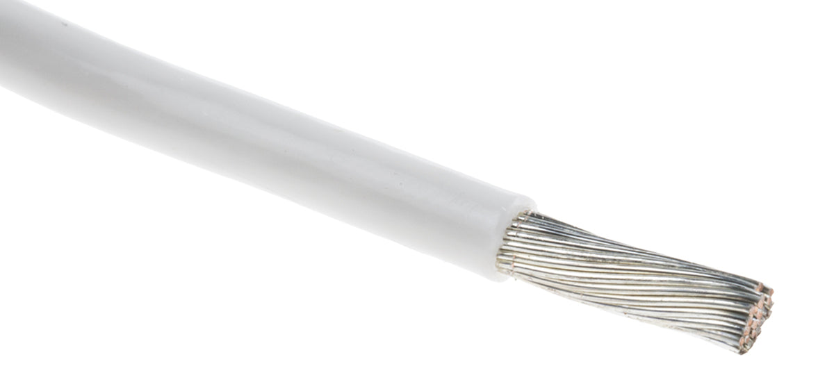 TieDex UK White 3 mm² Hook Up Wire, 12 AWG, 37/0.32 mm, 0.32 mm core strands, 100 m, Ethylene Tetrafluoroethylene