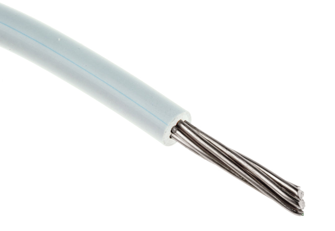 TieDex UK White 0.3 mm² Hook Up Wire, 16 AWG, 19 x 0.3 mm, 300 μm core strands, 100 m, Ethylene Tetrafluoroethylene