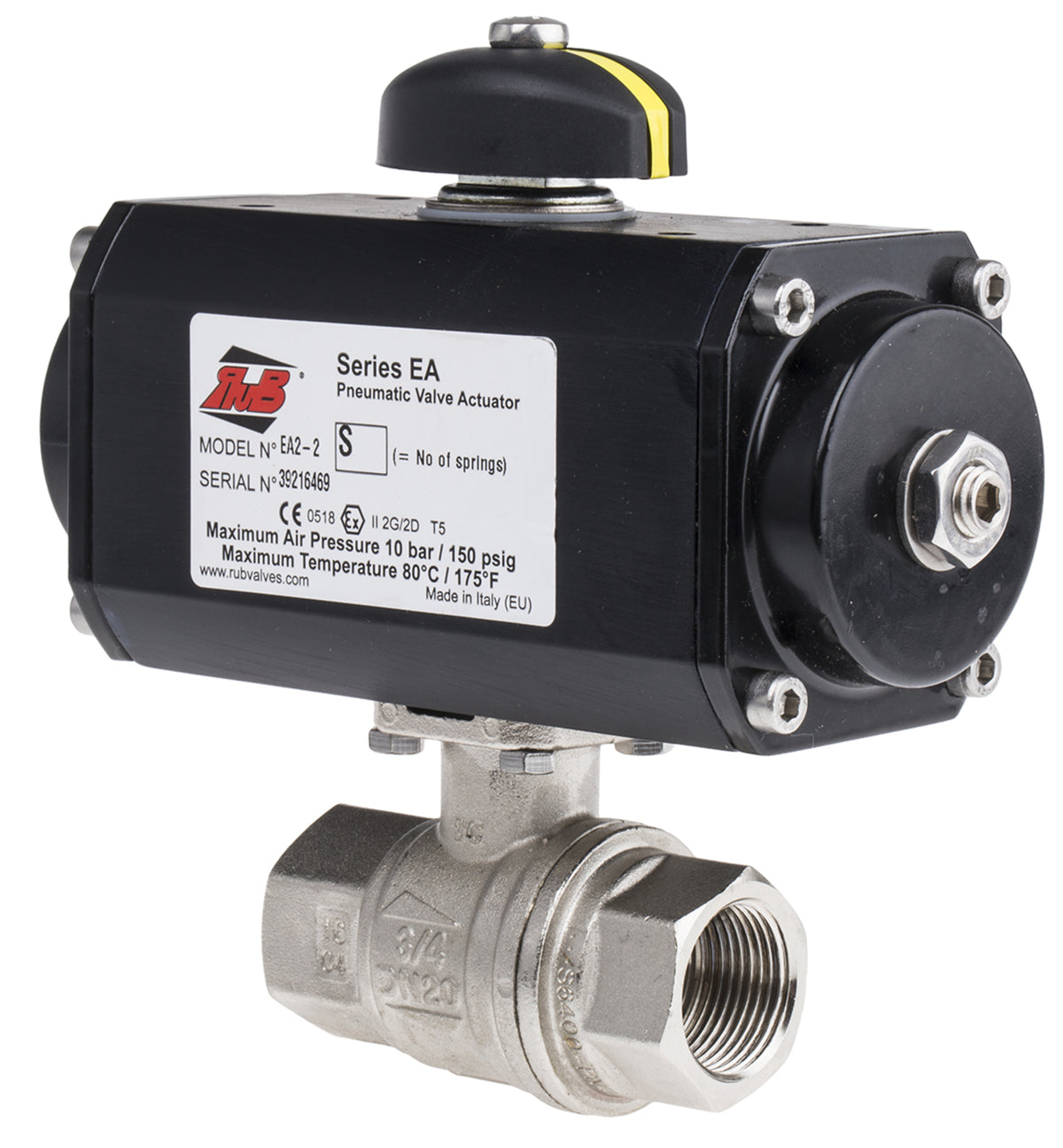 TieDex UK Ball type Pneumatic Actuated Valve, 10 bar