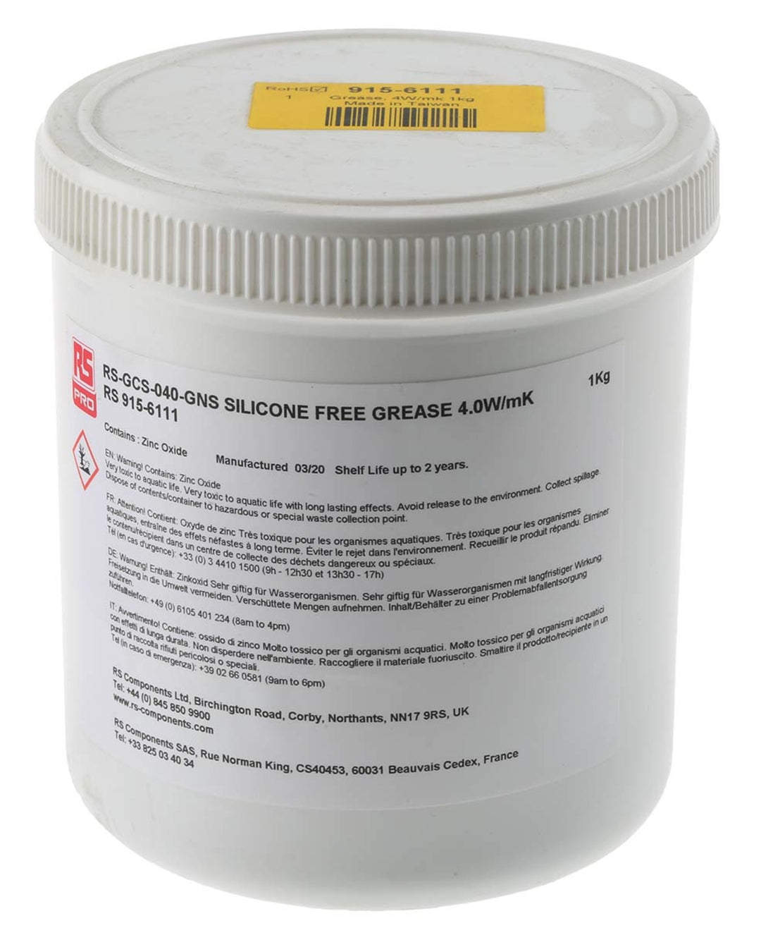 TieDex UK Boron Nitride, Zinc Oxide Thermal Grease, 4 W/mK, Container
