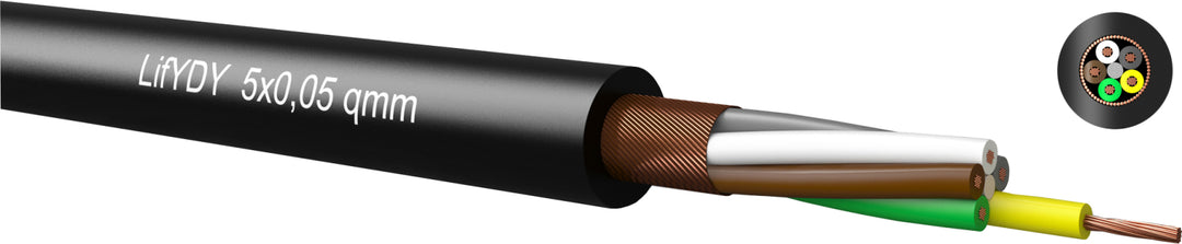 TieDex UK Twisted &amp; Multipair Industrial Cable 0.05 mm² Black Sheath Polyvinyl Chloride