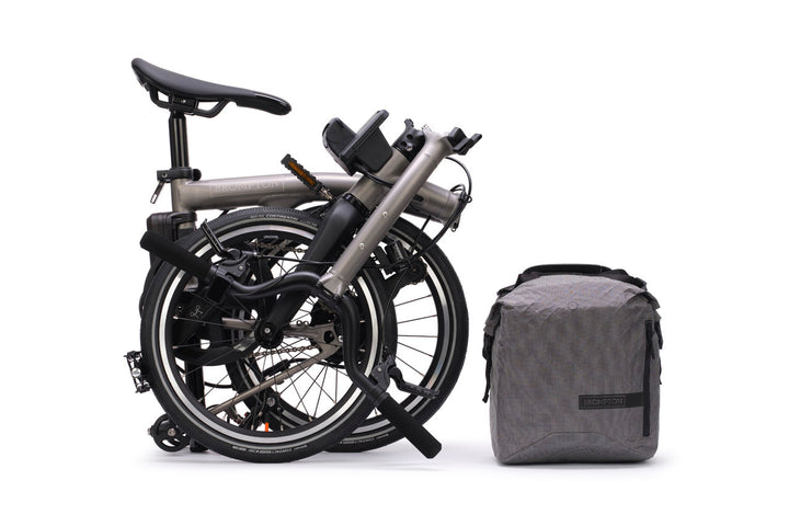 Brompton Electric T Line - e-Motiq system - 4-speed Blasted Titanium  Mid Handlebars