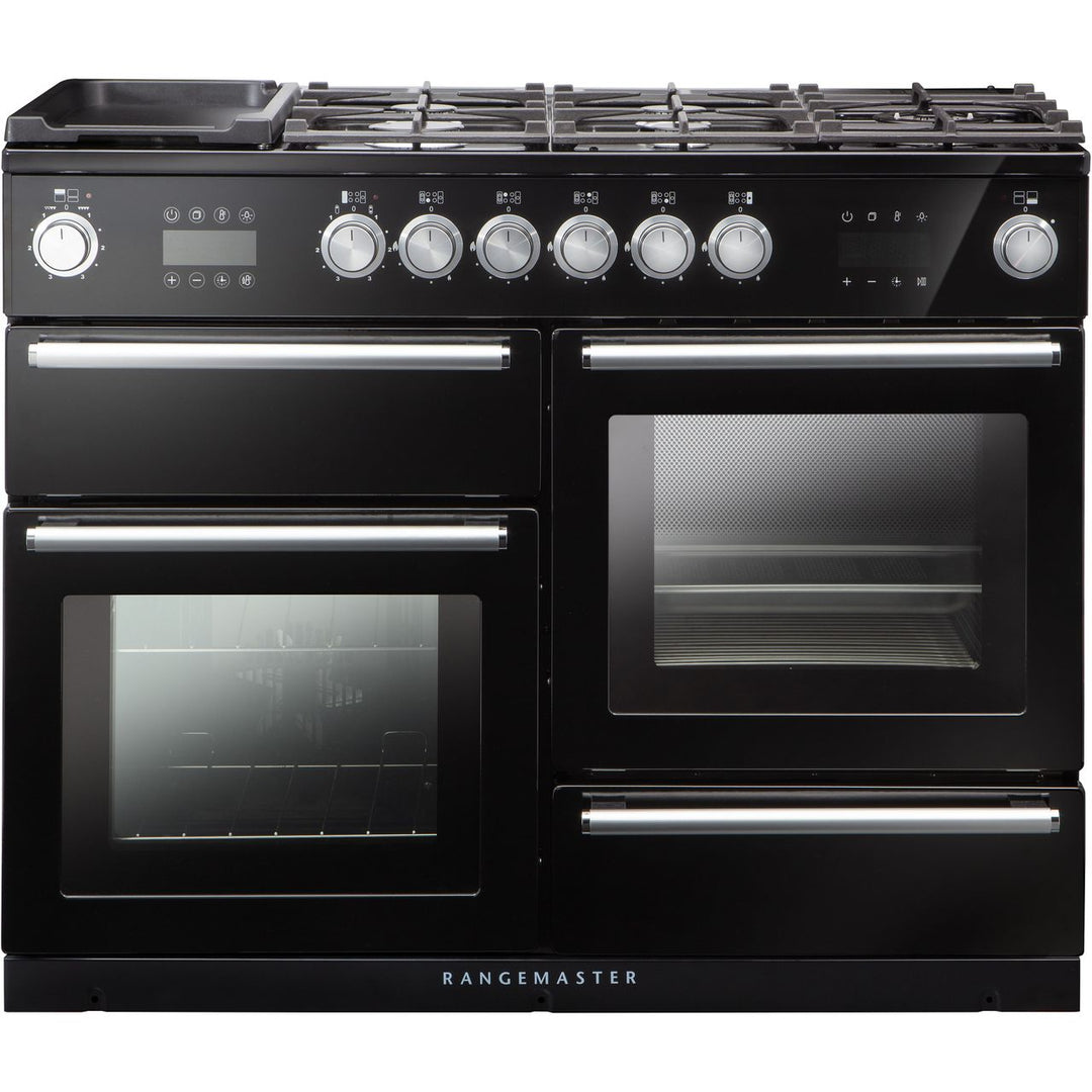 Rangemaster Nexus Steam NEX110SODFFBL/C 110cm wide Dual Fuel Range Cooker with Gas Hob - Black