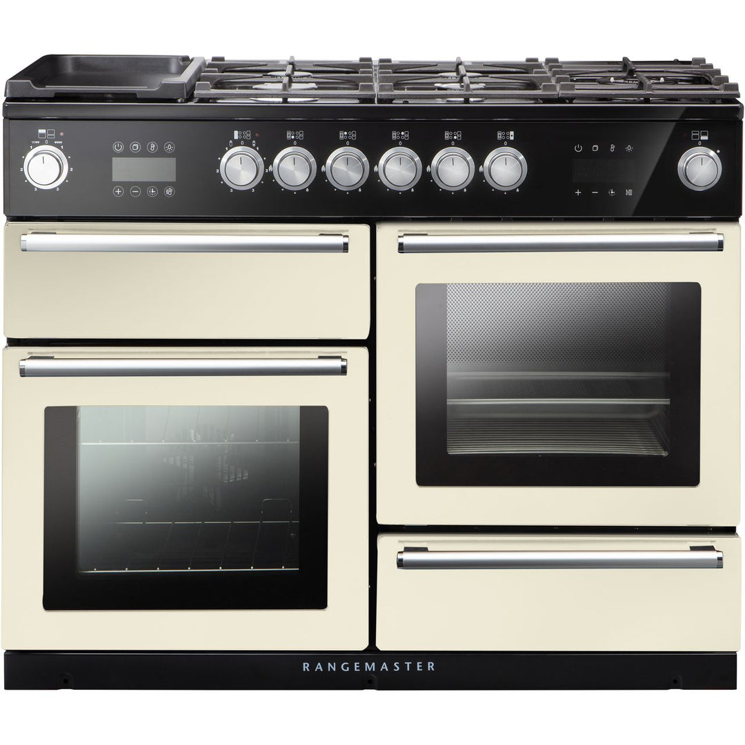 Rangemaster Nexus Steam NEX110SODFFIV/C 110cm wide Dual Fuel Range Cooker with Gas Hob - Ivory / Chrome